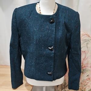 Set)Christmas Vintage Sweet Suit Petite  Elegant Women's Green Wool JacketSkirt